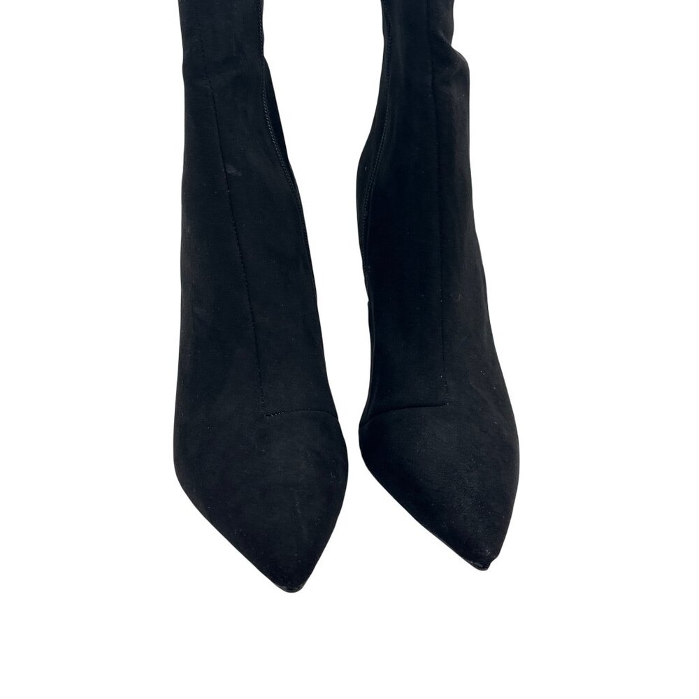 INC international Concept Size 9.5  Below Knee 4" Faux Suede Boots Black - Picture 9 of 16